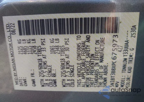 2023 Nissan Rogue Sv Intelligent Awd z USA, uszkodzony, nr VIN 5N1BT3BBXPC675973